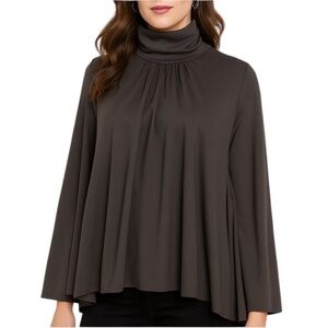 Laura Galic Couture Black Babydoll Turtleneck Flowing Top